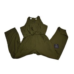 Lulus Faux Wrap Front Jumpsuit Army Green Tie Front New With Tags XL